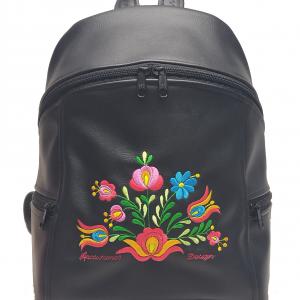 MAXIM BackPack L hátizsák - Hímzett Matyó virágcsokor fekete alapon Hungarian Folkart25