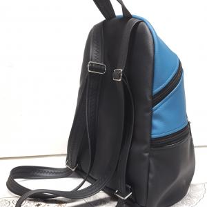 MAXIM BackPack L hátizsák - Mandalák kék fekete alapon textilbőr pántokkal 36x28x16