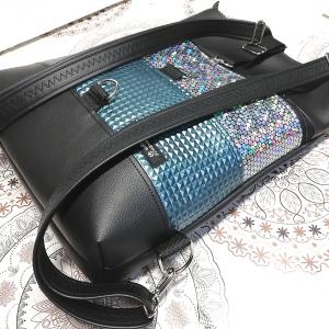 Rolltop univerzális táska hátizsák türkiz és szivárvány hologramos betéttel