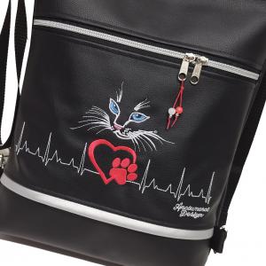 Szívdobogás hímzett 3in1 hátizsák univerzális táska EKG szív tappancs cica