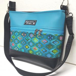 Three colors crossbody oldaltáska övtáska 26x21cm - Türkiz álom