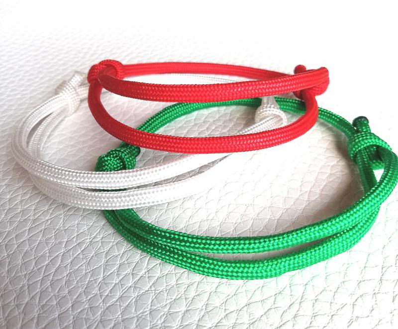 Kabala paracord magyaros karkötő trió piros-fehér-zöld