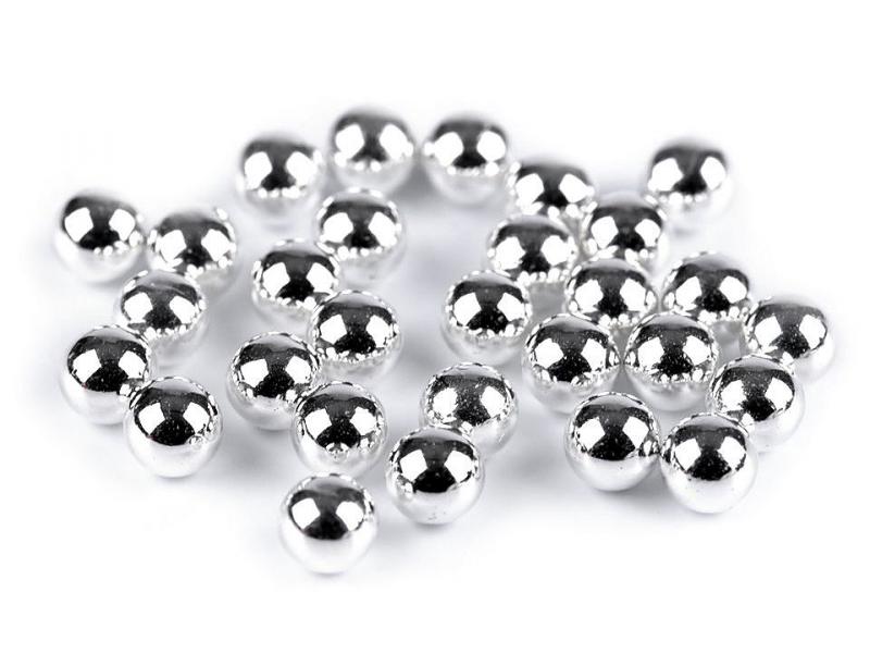 Lyuk nélküli ezüst színű műanyag dekorációs gyöngy nyitteléshez dekorációhoz 100 darab/csomag
