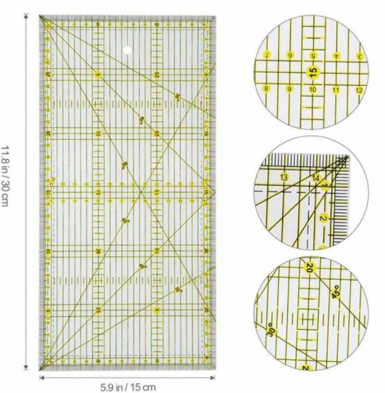Professzionális Patchwork vonalzó, 15 x 30 cm