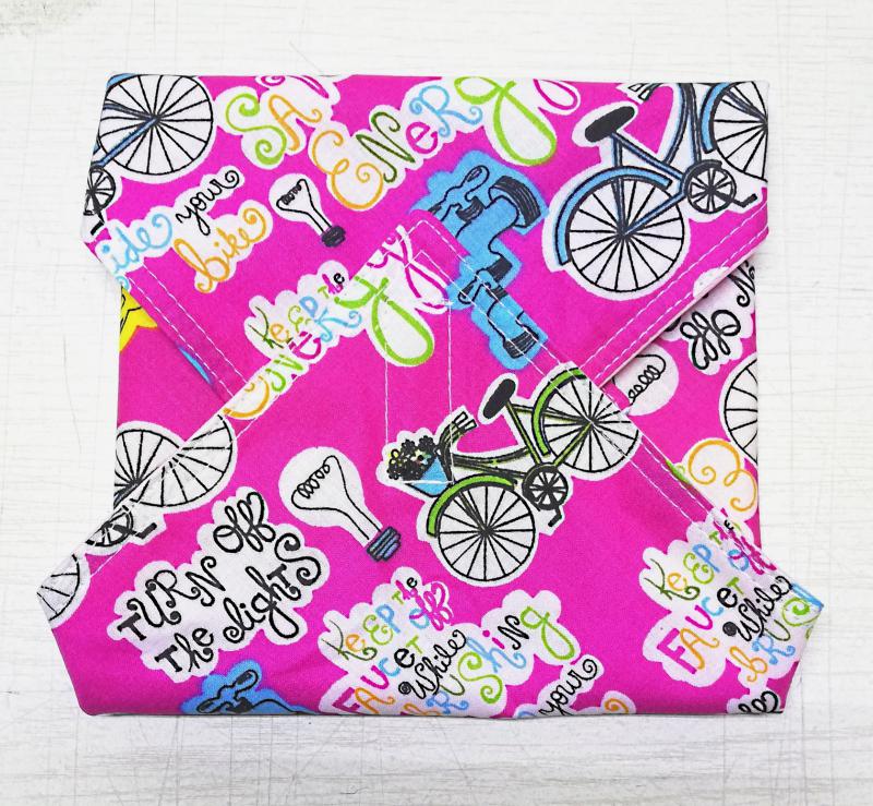 Sandwich wrap! Zero Waste textilszalvéta újraszalvéta - pink biciklis