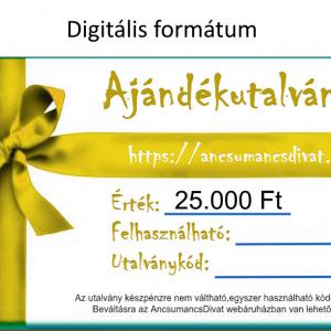 25000 Forint értékű Ajándékutalvány - digitális formátum