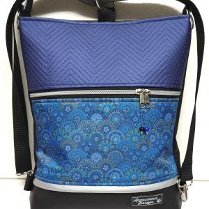 3in1 hátizsák univerzális táska Fekete-kék mermaid mandalás textillel