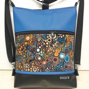 3in1  textilbőr hátizsák  univerzális táska Buborékok fekete kék alapon