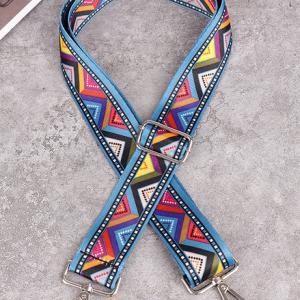 Állítható méretű designer táska vállpánt karabinerekkel 3,8cm blue triangle nikkel 012