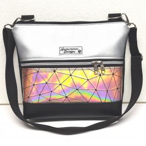 Bella crossbody oldaltáska övtáska 28x24cm - Barack lézerhologram ezüsttel