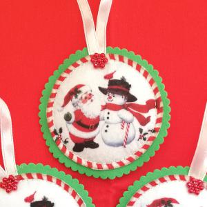 Dekoratív kézműves filc karácsonyfadísz dekoráció - Mikulás és hóember