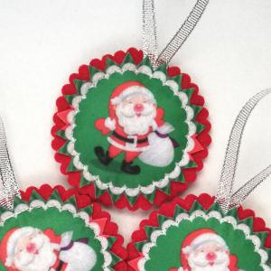 Dekoratív kézműves filc karácsonyfadísz dekoráció - Mikulás zsákkal