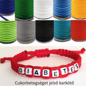 DIABETES Cukorbetegséget jelző betüs makramé karkötő választható színben