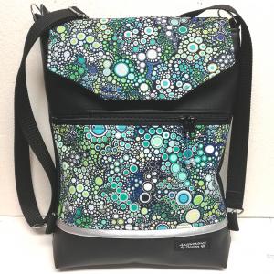 Fedélrészes 3in1 hátizsák univerzális táska kék-zöld buborékok