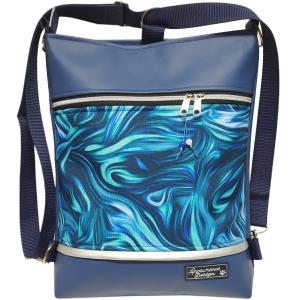 Hullámzó tenger  3in1  textilbőr hátizsák  kék alap ezüst cipzárral