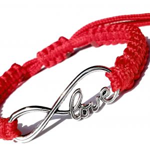 INFINITY LOVE RED végtelen kabala makramé karkötő piros