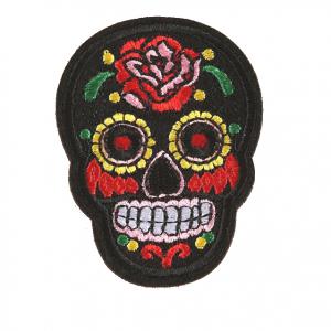 Mexikói koponya vasalható varrható hímzett felvarró folt 7x5,2cm fekete