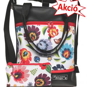Szettben olcsóbban! Folk virágok 4in1 szett textilbőr hátizsák univerzális táska neszivel