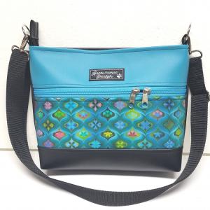 Three colors crossbody oldaltáska övtáska 26x21cm - Türkiz álom