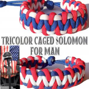 Tricolor CAGED SOLOMON kétoldalas férfi paracord karkötő United States