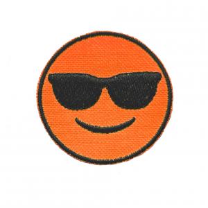 Vasalható varrható hímzett felvarró folt Emoji Cool napszemüveges neonnarancs 5,5cm