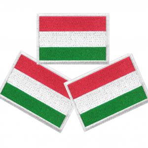 Vasalható varrható hímzett felvarró folt Magyar zászló 5x3,5cm fehér keretes
