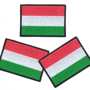 Vasalható varrható hímzett felvarró folt Magyar zászló 5x3,5cm fekete keretes