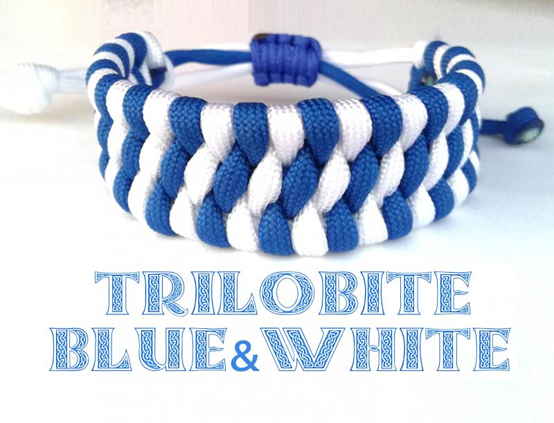 TRILOBITE férfi paracord karkötő kék-fehér ZTE