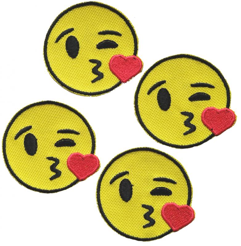 Vasalható varrható hímzett felvarró folt Emoji Kiss citromsárga puszis 5,5cm