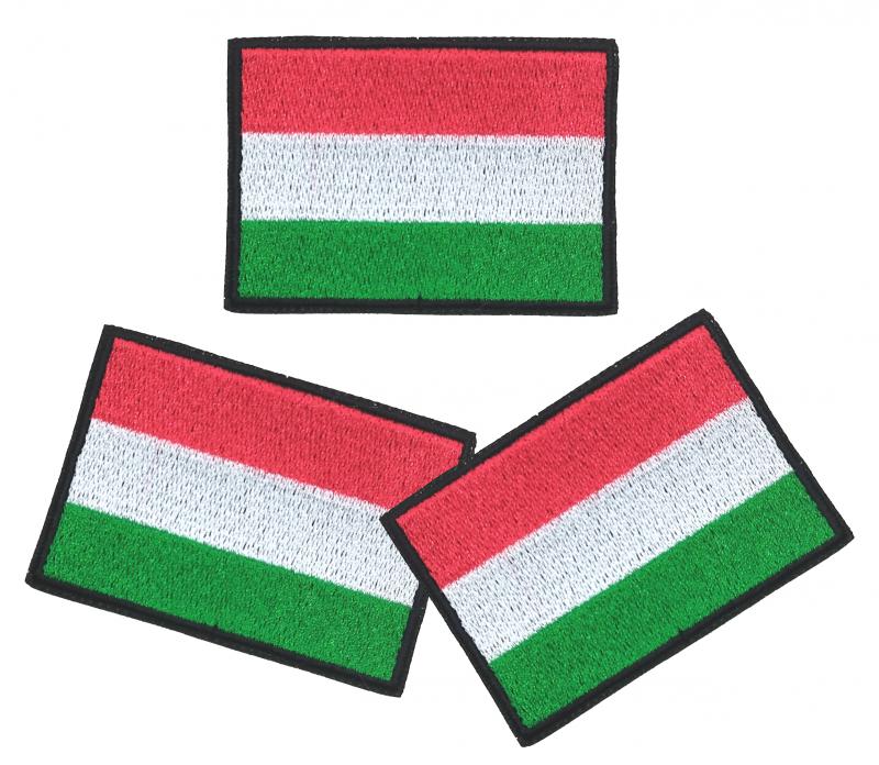 Vasalható varrható hímzett felvarró folt Magyar zászló 5x3,5cm fekete keretes