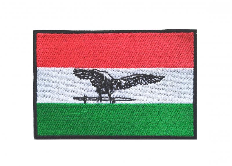 Vasalható varrható hímzett felvarró folt Magyar zászló turul madárral 10x7cm