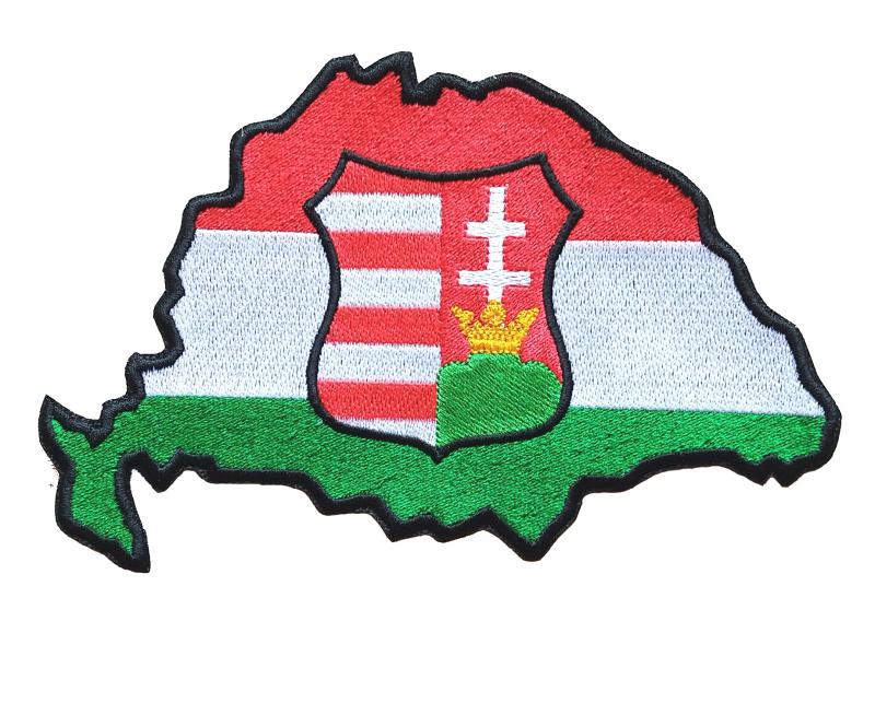 Vasalható varrható hímzett felvarró folt Nagy Magyarország Kossuth címerrel 17,5x11,5 cm