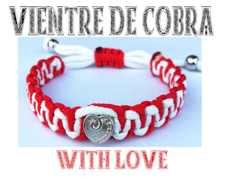 VIENTRE DE COBRA  kabala makramé karkötő With Love piros-fehér