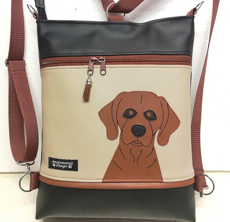 Vizsla kutya 3in1 textilbőr hátizsák univerzális táska applikált mintával