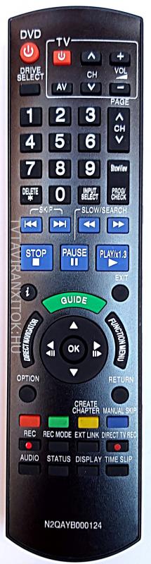 N2QAYB000124 UTÁNGYÁRTOTT PANASONIC HDD DVD TÁVIRÁNYÍTÓ