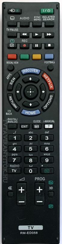 SONY RM-ED058 TÁVIRÁNYÍTÓ SMART TV-hez, NETFLIX,