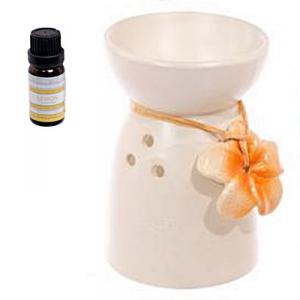 Aromalámpa, Kerámia - Krémszínű - Virággal 11cm, OB231