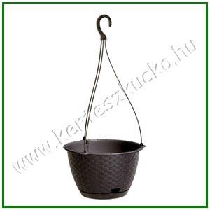 Akasztós kaspó rattan hatású 24 cm BARNA - PROSPERPLAST DRLW240