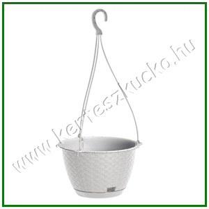 Akasztós kaspó rattan hatású 24 cm FEHÉR - PROSPERPLAST DRLW240