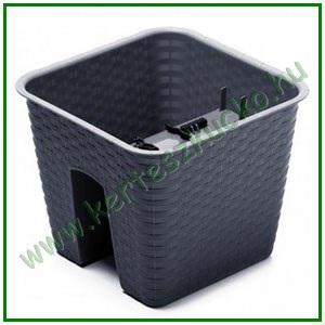 Balkonláda KORLÁTRA rattan hatású 28 cm ANTRACIT - PROSPERPLAST DRLB280