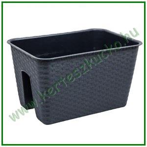 Balkonláda KORLÁTRA rattan hatású 40 cm ANTRACIT - PROSPERPLAST DRLB400