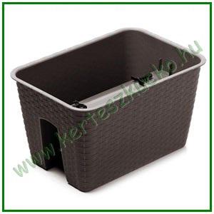 Balkonláda KORLÁTRA rattan hatású 40 cm BARNA - PROSPERPLAST DRLB400