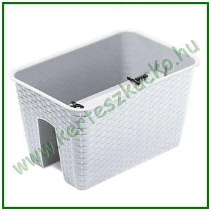 Balkonláda KORLÁTRA rattan hatású 40 cm FEHÉR - PROSPERPLAST DRLB400
