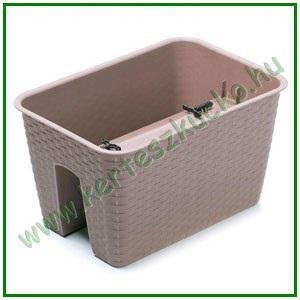 Balkonláda KORLÁTRA rattan hatású 40 cm MOKKA - PROSPERPLAST DRLB400