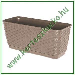 Balkonláda rattan hatású TÁLCÁVAL 50 cm MOKKA ISR500P