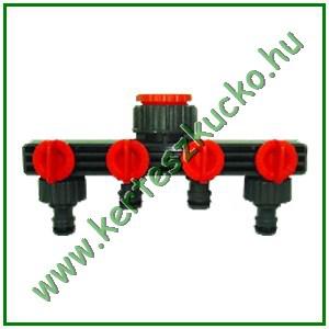 Csapcsatlakozó 4-es elosztó 3/4" és 1" belső menettel 4 db 1/2" gyorscsatlakozó