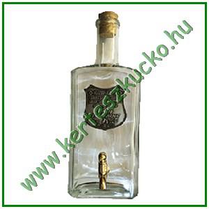 Díszüveg óncímkével: 1 literes szögletes, csappal