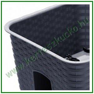 Balkonláda KORLÁTRA rattan hatású 28 cm ANTRACIT - PROSPERPLAST DRLB280