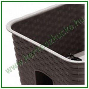 Balkonláda KORLÁTRA rattan hatású 28 cm BARNA - PROSPERPLAST DRLB280