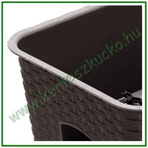 Balkonláda KORLÁTRA rattan hatású 40 cm BARNA - PROSPERPLAST DRLB400